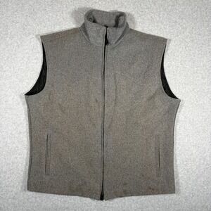Schaefer Outfitter Arena Vest Mens XL Heather Gray Wool Full Zip Pockets Outdoor